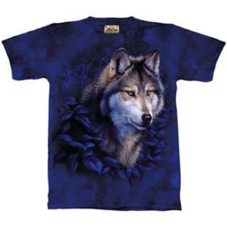 T-Shirt Wolf in Blue Foliage Kids