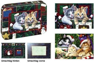 Tin Box Kitten Holiday - 12 Grußkarten inkl Umschlag in Schmuckdose