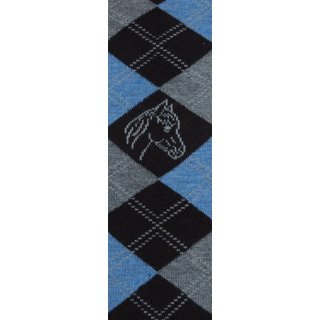 Reitersocken Kniestrümpfe mit Pferdekopf PELI schwarz-grau-blau 42-46