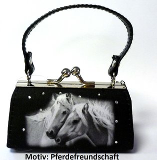 Schminktäschchen Clipgeldbörse Minibag Retro Pferdefreundschaft