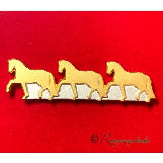 Plastronnadel / Anstecknadel Exclusiv 3  Pferde gold (vergoldet/versilbert)