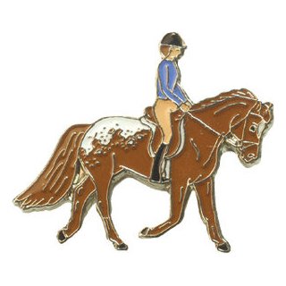 Pferde-Pin Appaloosa mit Reiter