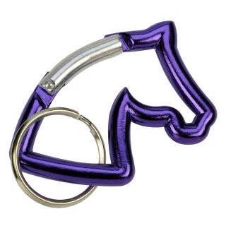 Schlüsselanhänger Karabiner Pferdekopf violett